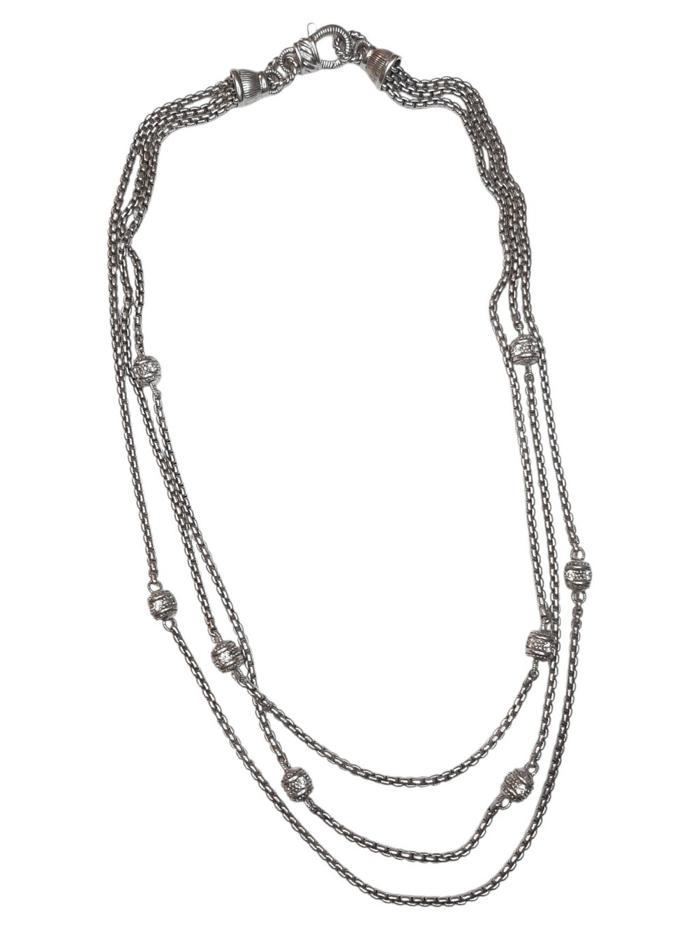 Vintage Judith Ripka Sterling Silver 925 Multi Strand Necklace with CZ Beads